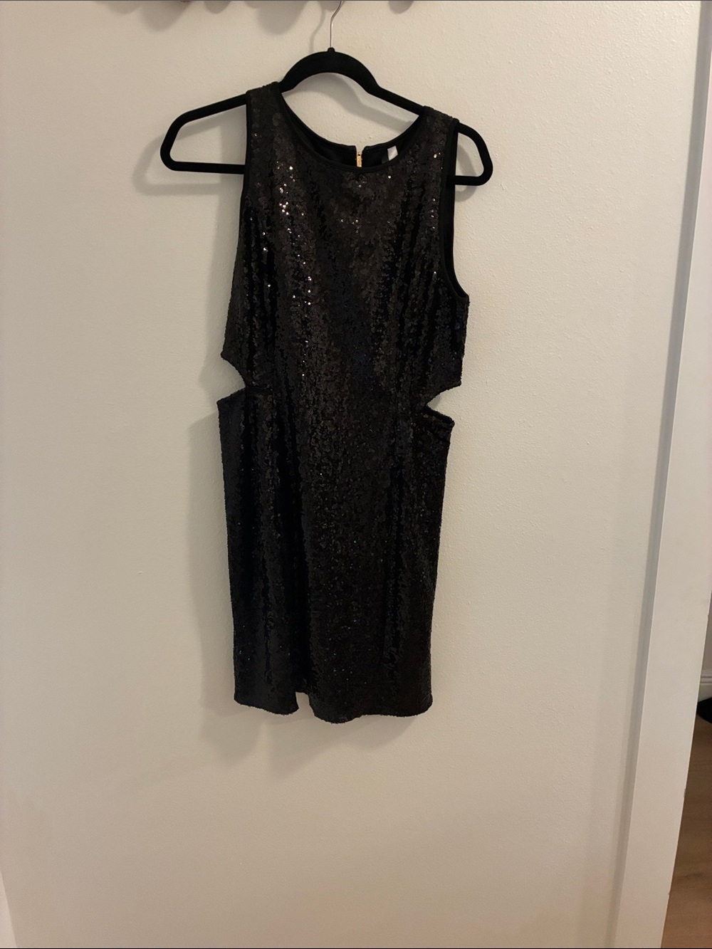 Kensie Black Sequin Cutout Mini Dress